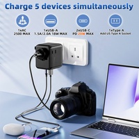 Worldplug 20W GaN All-One International Travel Adapter Mini Universal USB Worldwide Charger con 2C1A para Camera PD Function