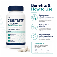 Capsules prébiotiques 2' Fucosyllactose HMO pour la collection de microbiomes intestinaux avec support d'étiquette personnalisée, fabrication en marque blanche OEM ODM