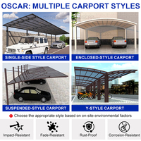 Abri de voiture en polycarbonate imperméable avec structure en aluminium, auvent pare-soleil, abri extérieur pour voiture, carport