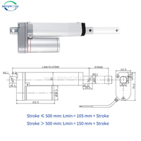 Aktuator linier listrik tahan air, maksimal Stroke 1000mm beban 1500N 12V 24V IP 65 dalam berbagai penggunaan