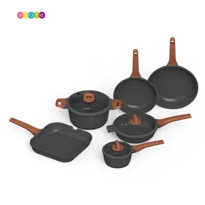 6Pcs Kookgerei Sets Non Stick Marmer Pannenset Goede Selling Aluminium Kookpot Set Anti-aanbak Kookgerei Soft Touch Handvat