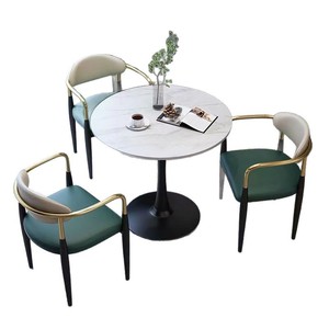 Nordic Style Marble Round <b>Table</b> And Chair Set For <b>Small</b> Apartments And Tea Shops - Product Image 2
