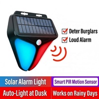 Lampes d'alarme solaires étanches à détecteur de mouvement sans fil, lampes stroboscopiques de sécurité solaires rouge et bleu pour jardin extérieur