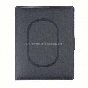 Nouveau carnet A5 à bouton magnétique avec chargeur sans fil, couverture en tissu PVC, idée cadeau d'affaires, coffret cadeau de Noël en cuir - Product Image 2