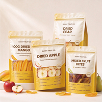 Op maat bedrukte staande ritssluitzakken, food grade, hersluitbaar, voor gedroogde mango, gedroogde appel, gedroogde peer, fruit snack verpakkingen