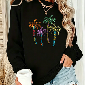 Diseño de Transferencia Térmica con Pedrería Personalizada, Motivo de Palmera para Camisetas, Decoración Brillante para Vacaciones de Verano - Product Image 2