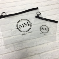 Sac de Bikini en plastique transparent/mat imperméable, personnalisé, pour emballage de maillot de bain, noir à fermeture éclair avec anneau rond