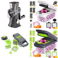 Coupe-légumes 15 en 1, outils pour fruits et légumes, trancheuse à oignon manuelle, lame en acier inoxydable, ensemble de hachoir à salade et légumes avec filtre