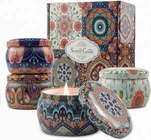 4-Pack Luxury Scented <b>Candles</b>, Handmade Natural Wax <b>Candles</b> <b>in</b> Stylish <b>Tins</b>, Ideal for Home Decor & Romantic Occasions - Product Image 3