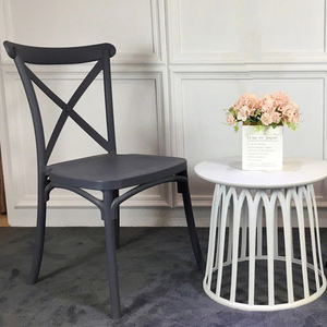 Chaise en plastique à dos croisé X, chaises empilables, colorées, chinoises, à la mode, offre spéciale - Product Image 2