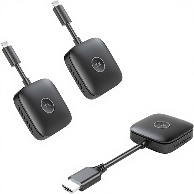MINIX Wireless HD-HD Dual Transmitter 1 Receiver USB-C Adapter Multi-Screen Extension 1080P 60Hz 164FT 50m 2.4GHz 5GHz WiFi