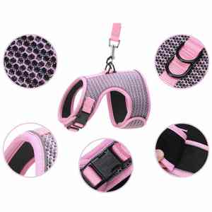 طقم حيوانات صغير مخصص قط أرنب مع حزام للقيادة صدرية شبكية قابلة للتعديل عاكسة للحيوانات الأليفة وطقم حزام وقضبان للحيوانات الأليفة - Product Image 5