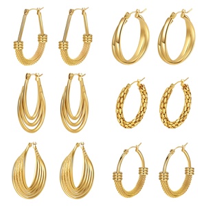 Best-Selling Chinese-Style Stainless Steel <b>Circle</b> Braided Ear <b>Ring</b> New Trendy Web-Patterned Semi-Net Wrapped Ear Hoop Jewelry - Product Image 5