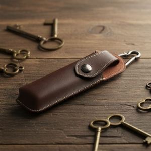 Étui de ceinture promotionnel en cuir véritable durable pour couteau, avec design moderne et impression en relief - Product Image 3