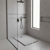 Base et bac de douche rectangulaires en pierre artificielle antidérapante et durable, gris, 120x80cm, pour salle de bain d'hôtel