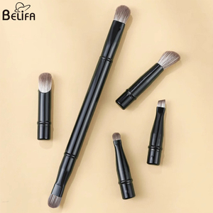 6 uds negro alternativo mezcla rubor doble cara en ángulo Stpple sombra de ojos corrector maquillaje viaje Mini juego de brochas para ojos - Product Image 1