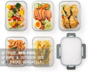 Kitchen Glass Microwavable Airtight Hermetic <b>Lunch</b> <b>Box</b> Set with <b>Stackable</b> Food Grade Containers for Food Storage - Product Image 3