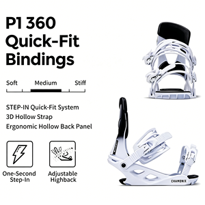 Fixations de snowboard et de <span class=keywords><strong>ski</strong></span> en alliage d'aluminium conçues pour une stabilité accrue avec système de <span class=keywords><strong>fixation</strong></span> à boucle, idéales pour le snowboard avancé et le <span class=keywords><strong>ski</strong></span> alpin. - Product Image 2