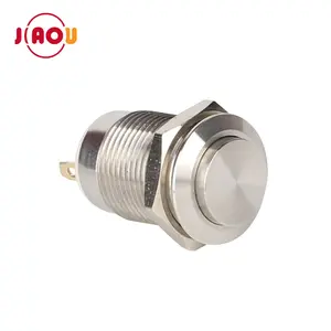 JIAOU China Supplier 12 mm 2 pin momentary Metal Material Waterproof button switch