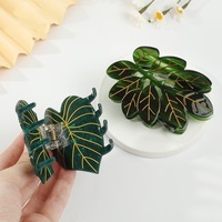 Pince à cheveux en acétate motif feuille de tortue, style européen et américain, pour femmes - Grande pince requin pour la décoration des cheveux, idéale pour les fêtes, l'usage quotidien et la rentrée scolaire