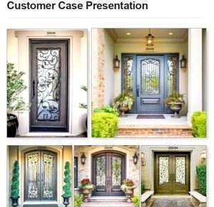 Meilleure vente porte en fer simulée entrée avant double porte haute sécurité anti-ouragan arc haut portes en fer fantaisie - Product Image 3