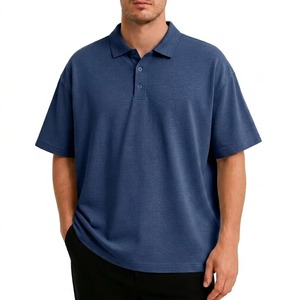 Polo de Manga Corta Azul Marino para Hombre, Corte Regular, Color Sólido, Estilo Oxford Informal, Diseño con Botones, Transpirable - Product Image 1
