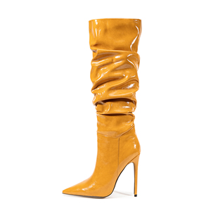 Botas Vintage <span class=keywords><strong>de</strong></span> tacón alto hasta <span class=keywords><strong>la</strong></span> rodilla para mujer, punta estrecha, <span class=keywords><strong>vino</strong></span>, rojo, marrón, rosa, cierre <span class=keywords><strong>de</strong></span> forro <span class=keywords><strong>de</strong></span> felpa térmica para lluvia <span class=keywords><strong>de</strong></span> verano - Product Image 3