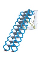 Escalier de grenier pliable en aluminium industriel durable pour intérieur avec garde-corps en verre, conception pliable, garantie de 5 ans pour usage en appartement