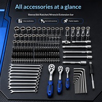 Jeu de clés à douilles à cliquet en acier au chrome-vanadium OEM de 216 pièces, kit d'outils de réparation automobile, boîte à outils mécaniques pour l'entretien domestique
