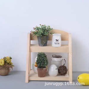 Wooden Display Rack Natural Color 23.7x18.2x27.4cm Multifunction <b>Desk</b> Organizer Storage <b>Shelf</b> For Plants Cosmetics - Product Image 4