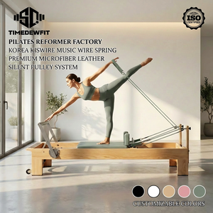 Machine de Pilates Reformer en bois de chêne avec logo personnalisé, beige, Body Balanced SQOA01, garantie de 3 ans - Product Image 3