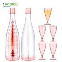 5 tasses en 1 bouteille Camping en plein air Portable amovible verrerie en plastique transparent Champagne vin voyage gobelets ensemble