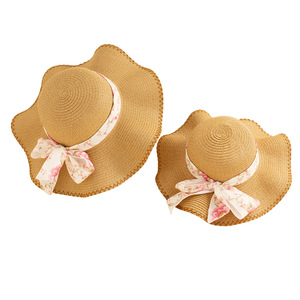 Q20112 Mom & Me Summer Bohemian <span class=keywords><strong>Bali</strong></span> Panamá Style Fedora Straw Beach Sun Hat Wide Brim Matching FAMILY Hats - Product Image 6