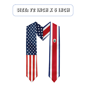 Écharpe de graduation en satin pour adultes, 13*180CM, États-Unis et Costa Rica, Études à l'étranger - Product Image 2