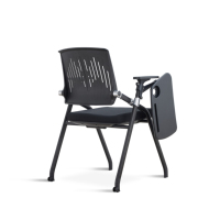 Chaise de formation pliable empilable avec tablette d'écriture rabattable, dossier ergonomique en acier robuste, chaise de bureau pour conférence, tableau d'écriture pour atelier