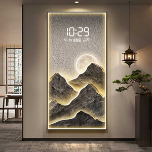 Hiện đại sang trọng <span class=keywords><strong>LED</strong></span> kỹ thuật số Đồng hồ cảnh quan pha lê sứ sơn tường sáng tạo trang trí nhà đồng hồ treo tường - Product Image 5