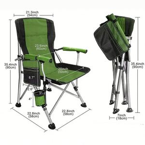 Chaise de camping pliante pour adulte, avec accoudoirs, résistante à l'eau, durable, pour la pêche, le camping, à dossier haut, de type directeur, pour l'extérieur - Product Image 4
