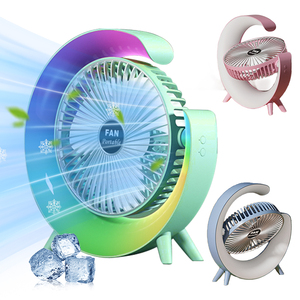 Quiet Operation 3 Speeds <b>Small</b> Desktop Fan Portable Fan with Colorful Light for Home Office Bedroom - Product Image 1