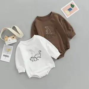 Sonbahar bebek bebek giysileri katı renk kazak tulum karikatür dinozor Unisex Romper bebek tasarımcıları tulum