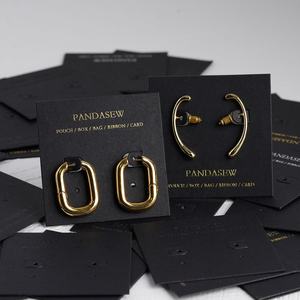 PandaSew 8x8cm או 6x6cm שחור מותאם אישית לוגו מודפס תכשיטי בעל עגיל שרשרת תצוגת אריזה כרטיסי תכשיטי תגיות - Product Image 2