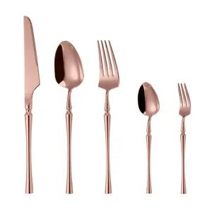 时尚304不锈钢Spoon叉套装金属切割婚礼玫瑰金餐具