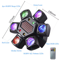 Mini projecteur LED 6 bras E27 80W, lumière de fête disco, tête mobile, effet Strobel, télécommande DMX512, DJ, scène mobile, mariage