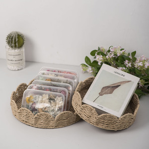 Handmade Woven Paper Rope <b>Storage</b> <b>Basket</b> Round Minimalist Desk Organizer For Home Decor XH24-434 Set - Product Image 3