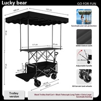 Chariot pliant robuste et portable 2026, utilitaire, pour camping, avec auvent, table pliable, pour courses et stand de vente extérieur
