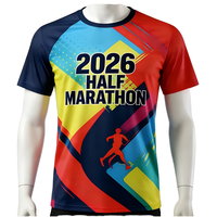 T-shirts de course personnalisés pour marathon, impression par sublimation, logo personnalisé, polyester, anti-transpiration, maillot de course unisexe 180g