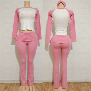 Abbigliamento Y2K <span class=keywords><strong>per</strong></span> Ragazze Alte, Set Personalizzato con Maglietta Aderente a Maniche Lunghe Raglan in Cotone e Pantaloni a Zampa Pieghevoli <span class=keywords><strong>per</strong></span> Donne - Product Image 5