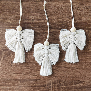 G114 Nuova Decorazione Natalizia Creativa ed Ecologica, Pendente Angelo in Cotone Intrecciato a Mano, Decorazione per la Casa - Product Image 3