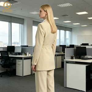 <span class=keywords><strong>Blazer</strong></span> Personalizado para <span class=keywords><strong>Mujer</strong></span> - Solo Limpieza en Seco, Semi-Forrado con Cinturón Ajustable y Cremallera Oculta, Bolsillos Delanteros con Solapa y Diseño Drapeado - Product Image 2
