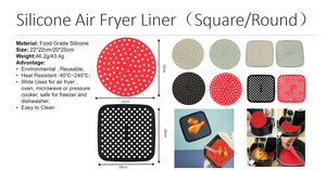 แผ่นรองอบซิลิโคนสำหรับหม้อทอดไร้น้ำมัน แบบหนา ใช้ซ้ำได้ ปลอดสาร BPA เกรดอาหาร สำหรับพิซซ่า ไก่ทอด ขนมอบ - Product Image 2