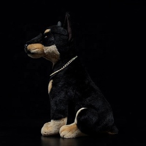 Animal de peluche de <span class=keywords><strong>Doberman</strong></span> personalizado, juguete de vida Real, perro cachorro sentado, Animal de peluche, OEM y ODM - Product Image 4